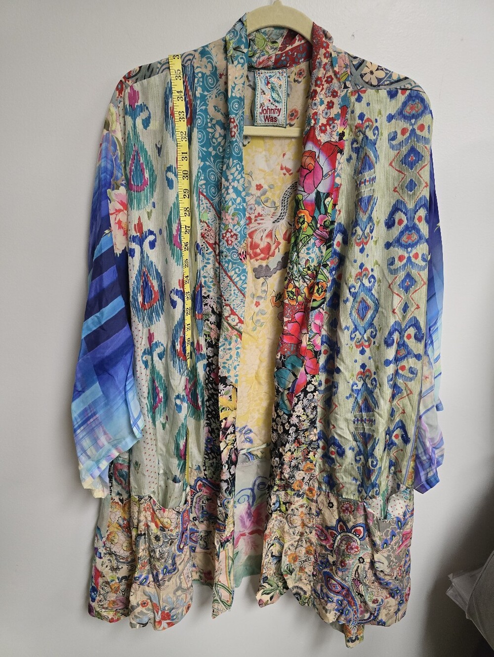 Johnny Was Thiodorah Silk Long Patchwork Kimono extended size 2X - Picture 13 of 15